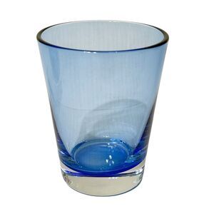 William Yeoward Blue Large Tumbler Double Old Fashion Glass Thick Rimmed